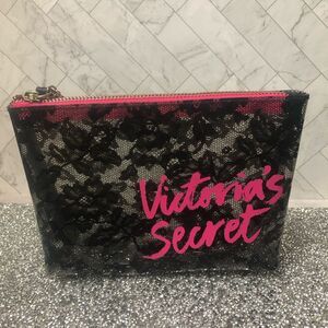 Victoria’s Secret Makeup Bag – Lace Print Overlay – New